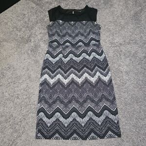 Elegant Black and Gray Chevron Dress